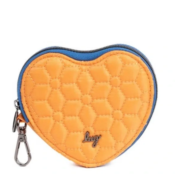 Lug Two-Tone Heart Pouch 2-pc set in Azure Blue/Peach Sorbet - Picture 2 of 5